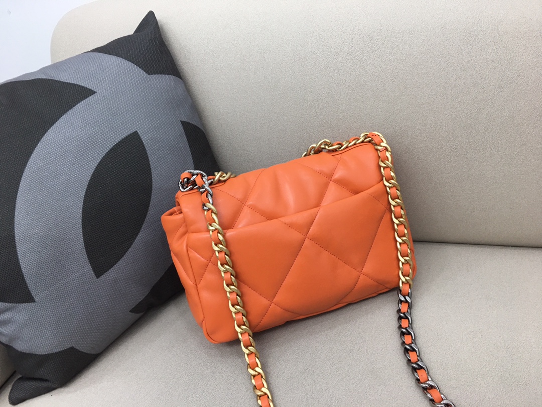 Lambskin 19 Handbag Flap Bag AS1160 Orange